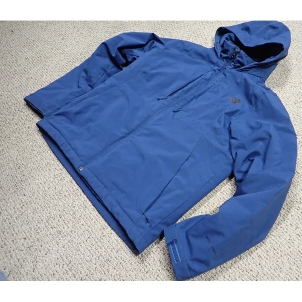 The North Face WindWall Jacket Mens Small Blue Excellent Hooded Softshell Zip‎